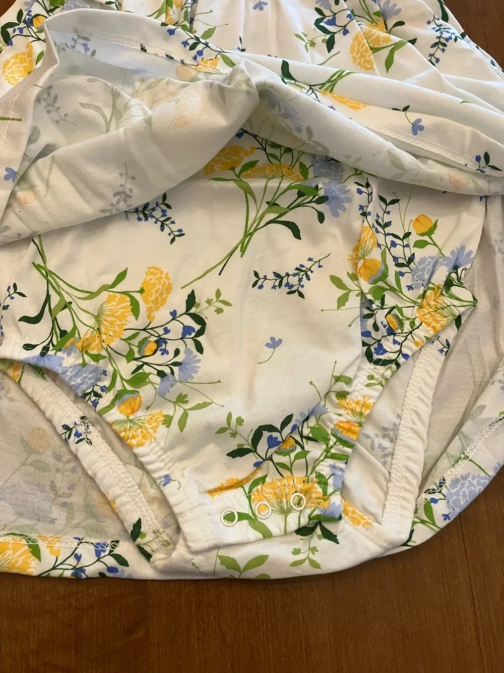 Floral Baby Dress with Yellow & Blue Blooms, Ruffles - Picture 5 of 8